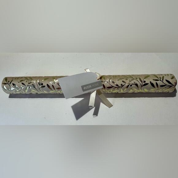 NWT Rusta Home gold leaf and tan table runner - Picture 2 of 6